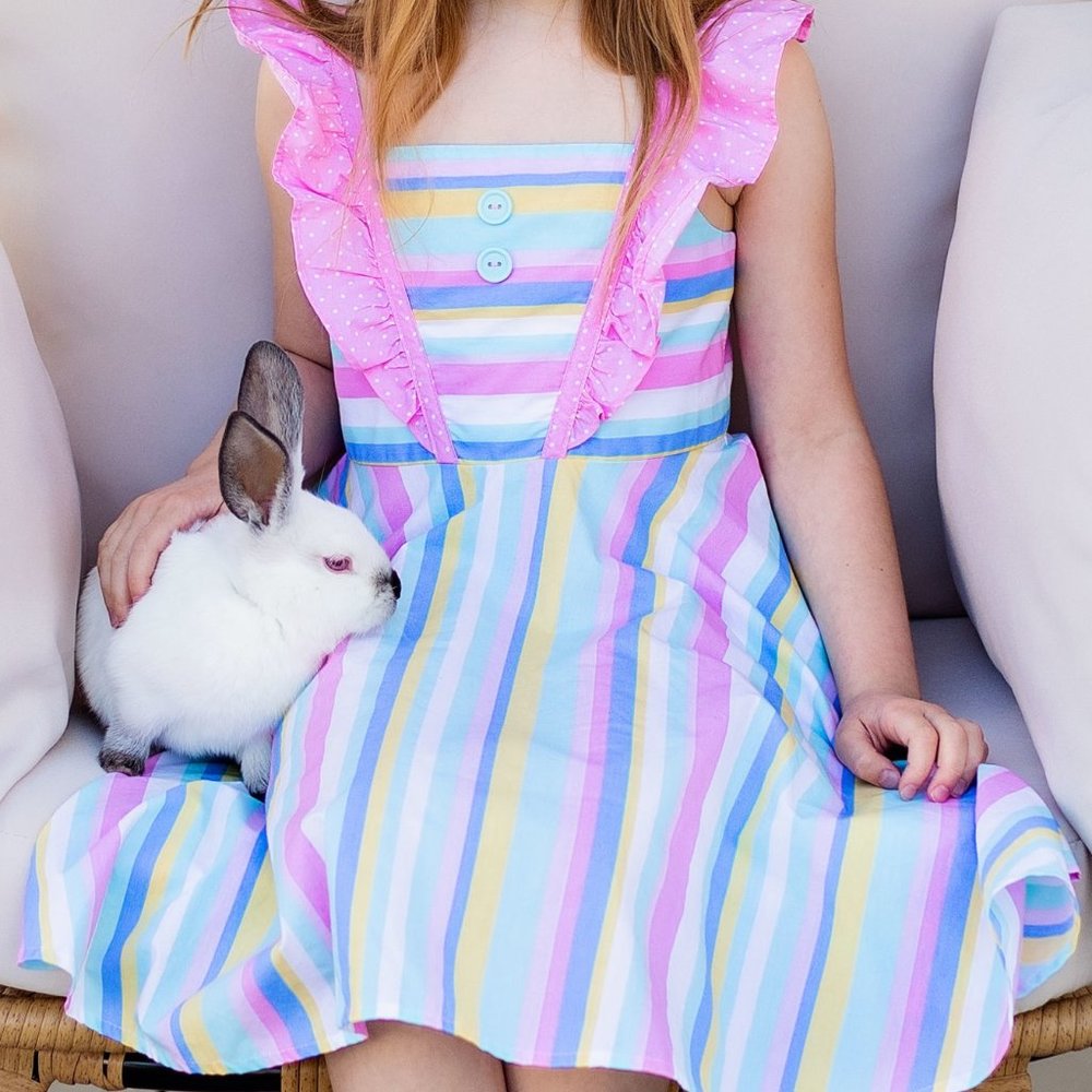Eleanor Rose Pastel Stripe Dress Size 7-8